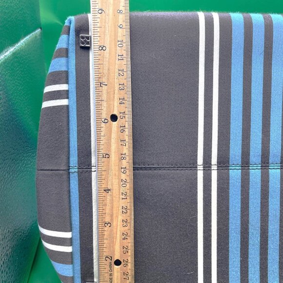 Kate Spade NY Striped Canvas Tote Bag Blue Brown White Leather Handles Italy VTG - Picture 14 of 15